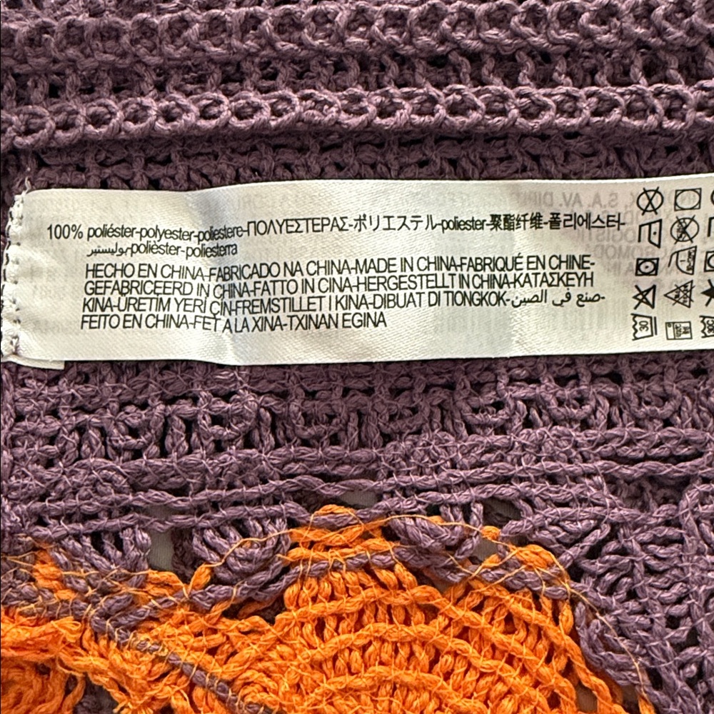 Zara Crochet Halter Top Purple Orange Floral Boho Festival Size S - Picture 8 of 8